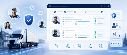 Logistware carrier and user vetting showing profile review, documentation checks and freight marketplace verification