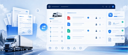 Logistware digital document exchange for sharing freight documents, proof of delivery and shipment records