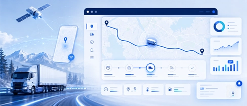 Logistware real-time freight tracking dashboard showing live shipment location, route progress and freight visibility