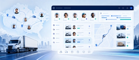 Logistware team and dispatch management dashboard coordinating drivers, dispatchers, freight assignments and shipments