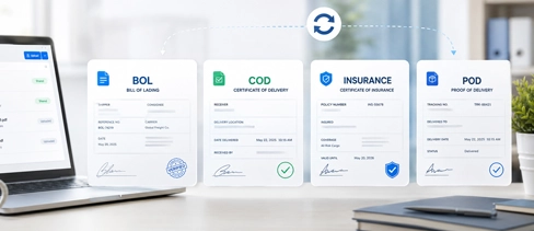 Logistware digital document exchange for sharing freight documents, proof of delivery and shipment records