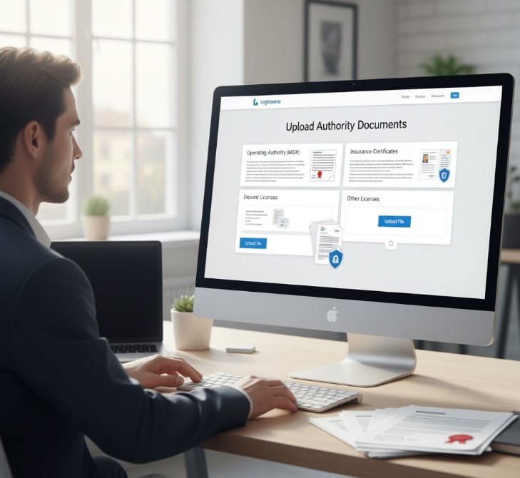 Logistware authority and insurance document review during member registration