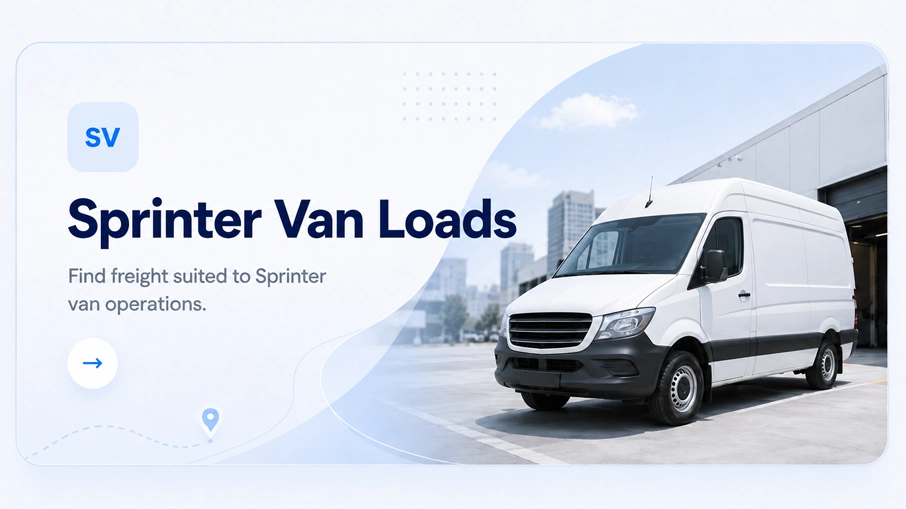 Sprinter van equipment for cargo-van and expedited freight on the Logistware load board